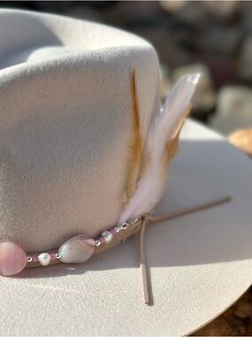Pearl and Pink Agate Hat Band